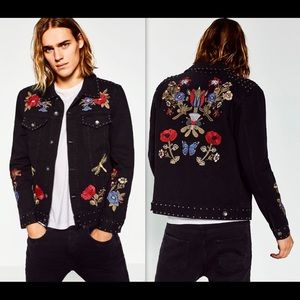 Zara Black Denim Jacket (Studded/ Embroidery)